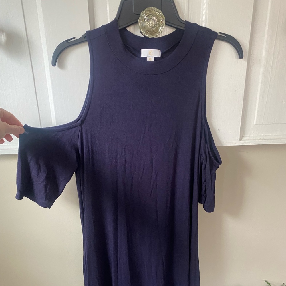 Navy Open shoulder dress